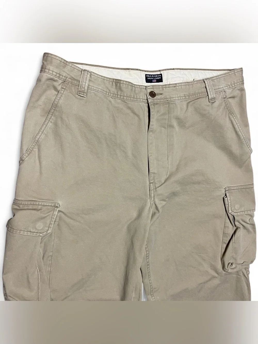 Vintage Polo Jeans Co Ralph Lauren Cargo Pants Men 40x30 Khaki Baggy Wide Leg
